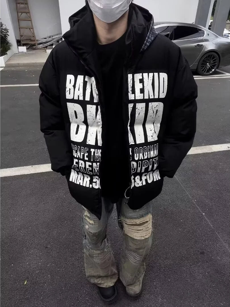 American Letter Print Cotton Jacket T0079