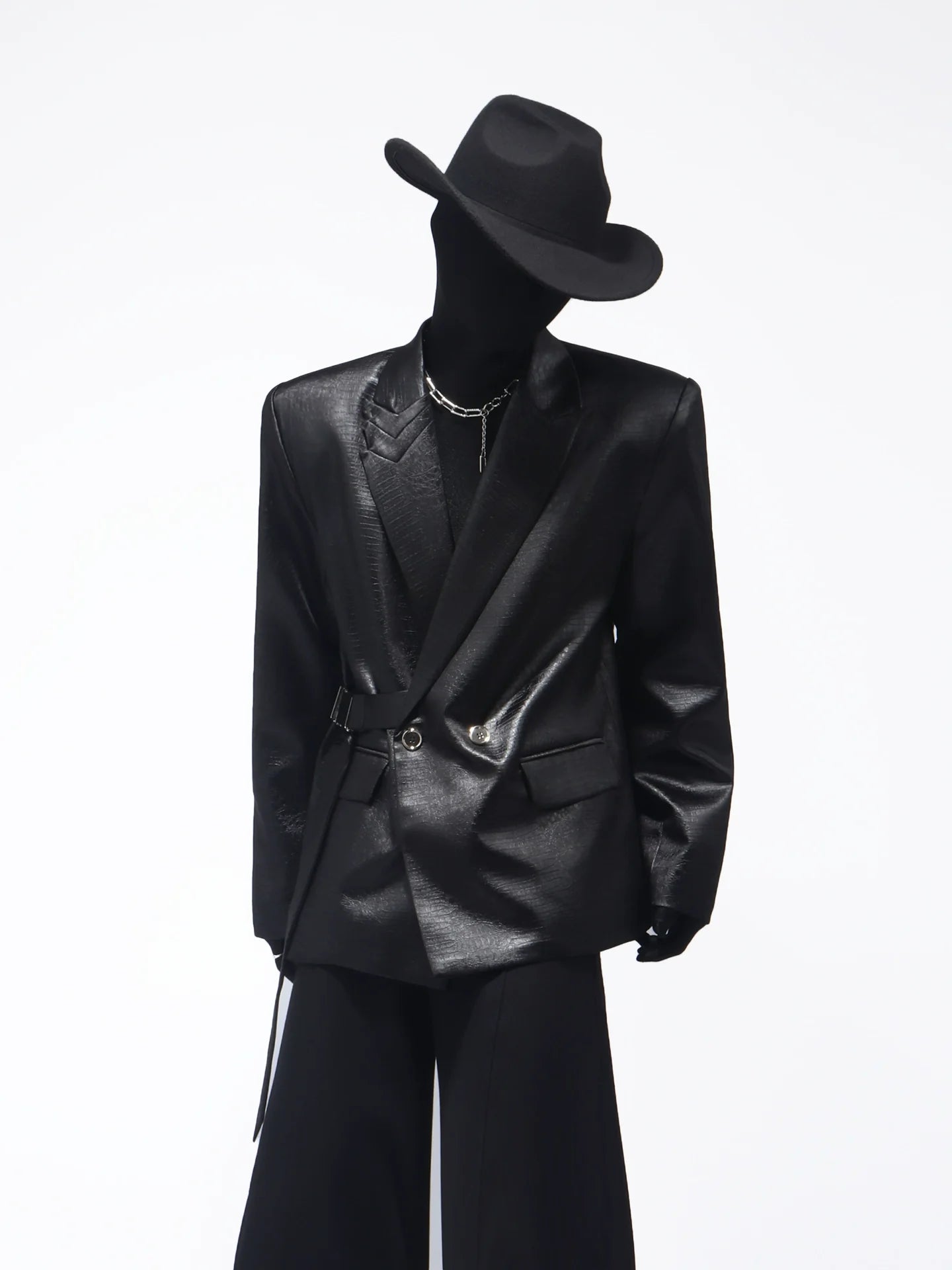 Premium buckle heavy industry shoulder padded blazer male ruffian handsome niche design suit R014