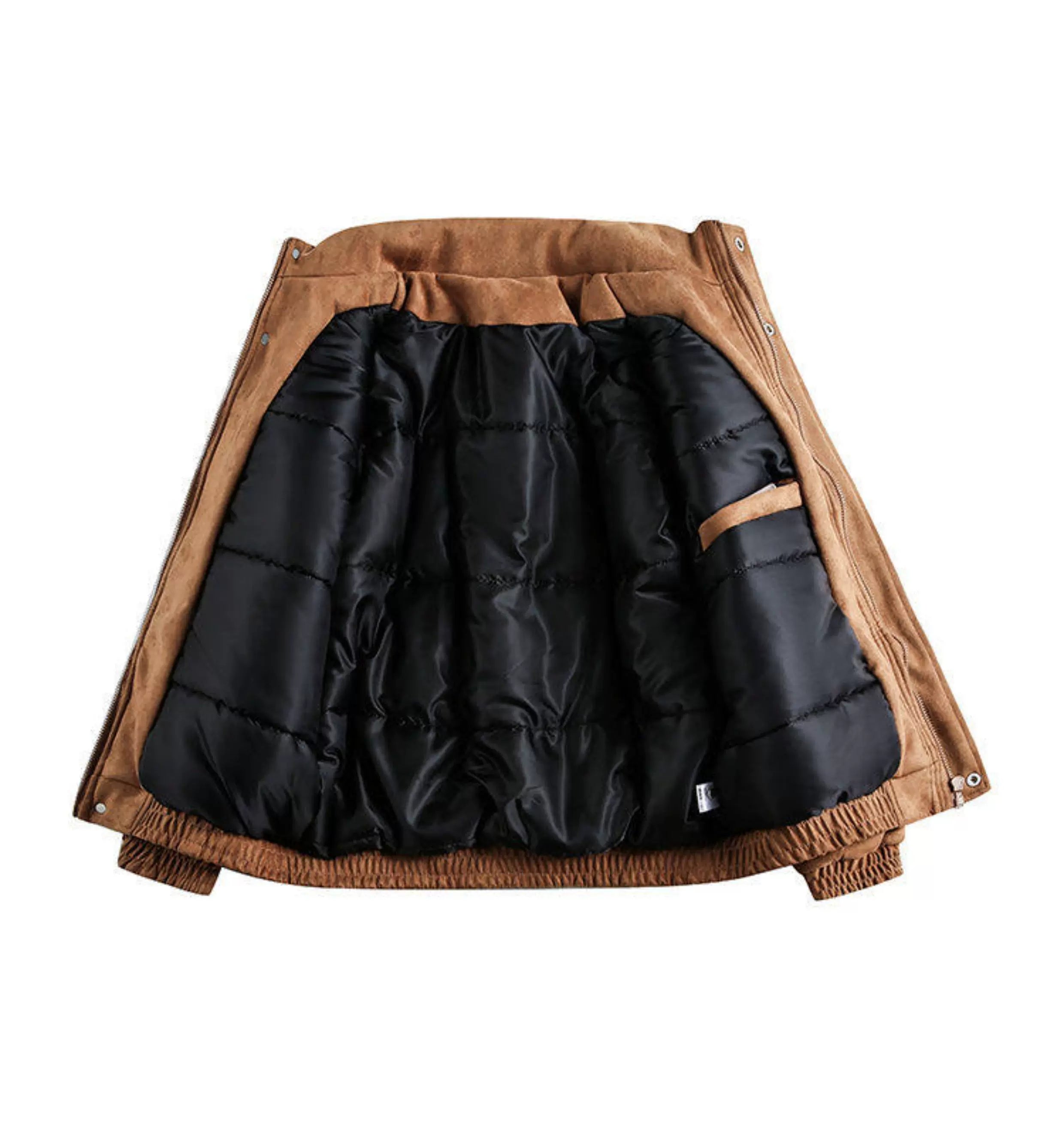 Suede stand-up collar short front shoulder cotton-padded jacket FE0701