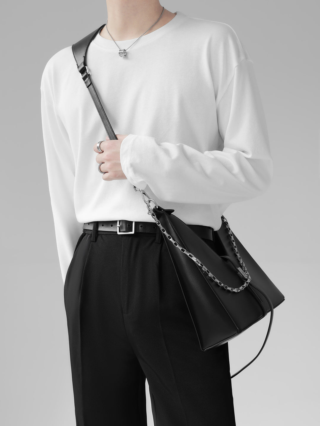 [HOHO] Self-made high-end drape solid color T-shirt J0083