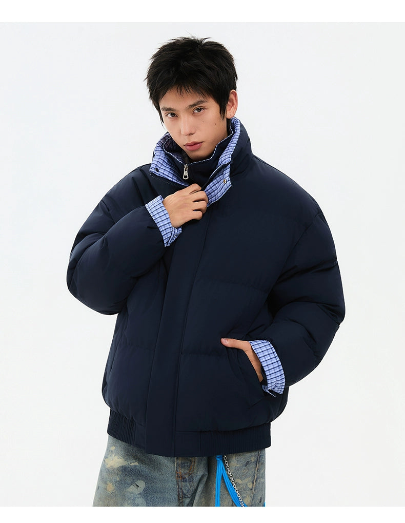 Contrasting color stand-up neck cotton jacket T0082