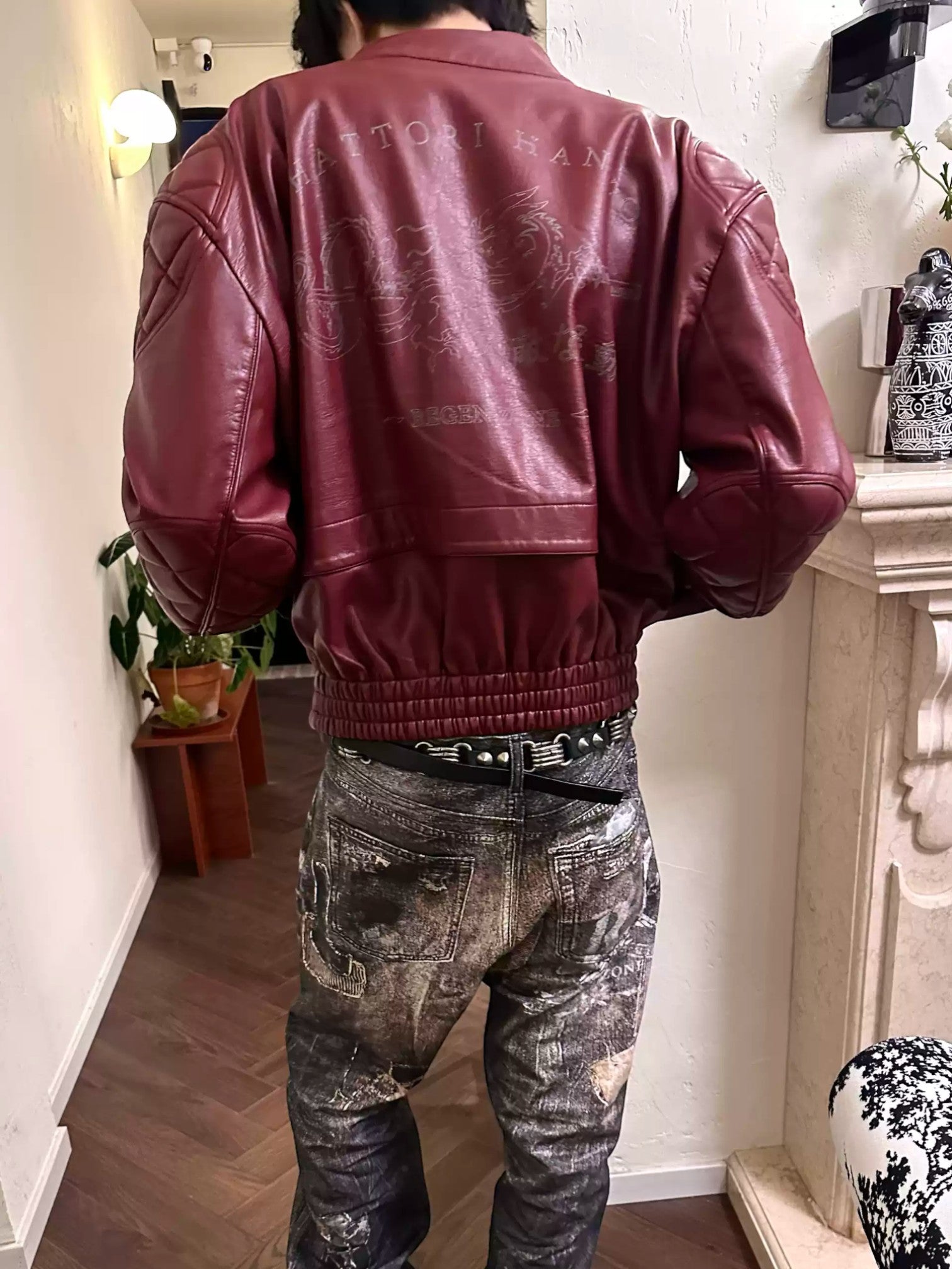 [REGEN ZONE] DRAGON-BLADE FAUX LEATHER JACKET T0176