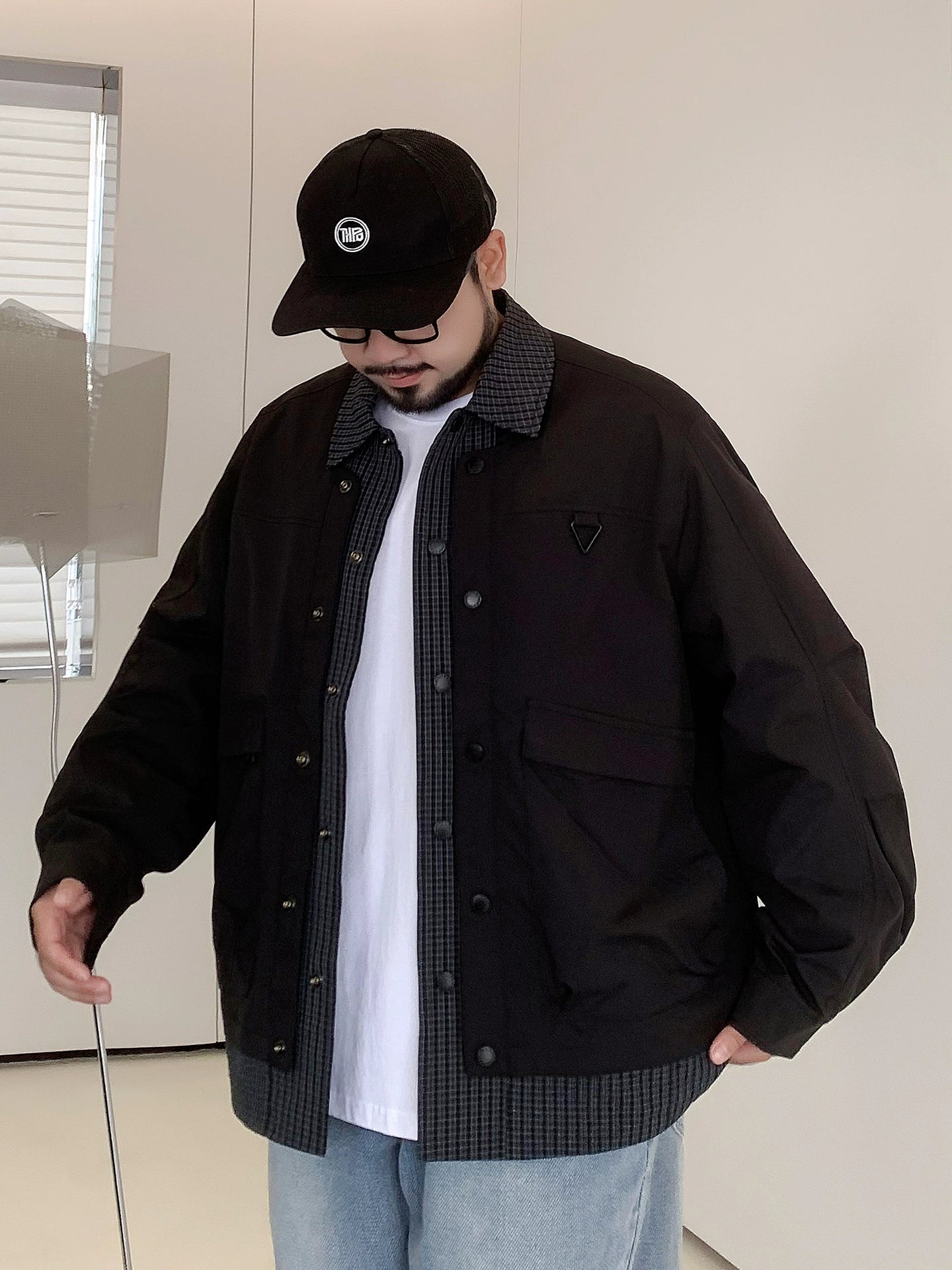 Large size spliced jacket T0297