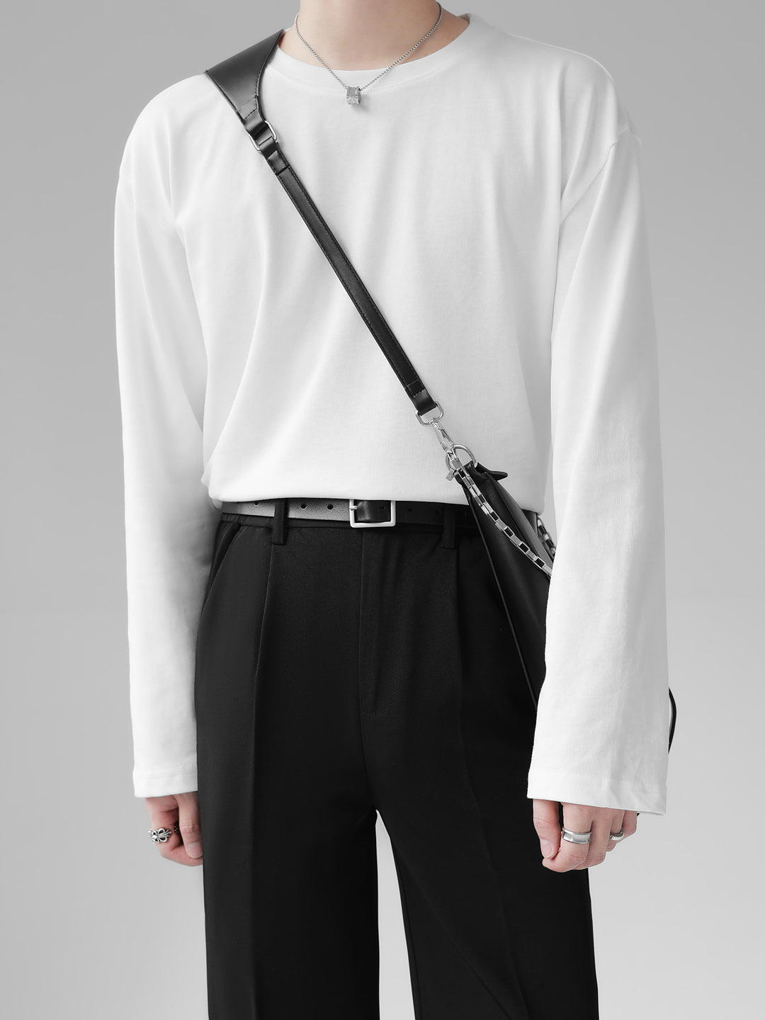 [HOHO] Self-made high-end drape solid color T-shirt J0083