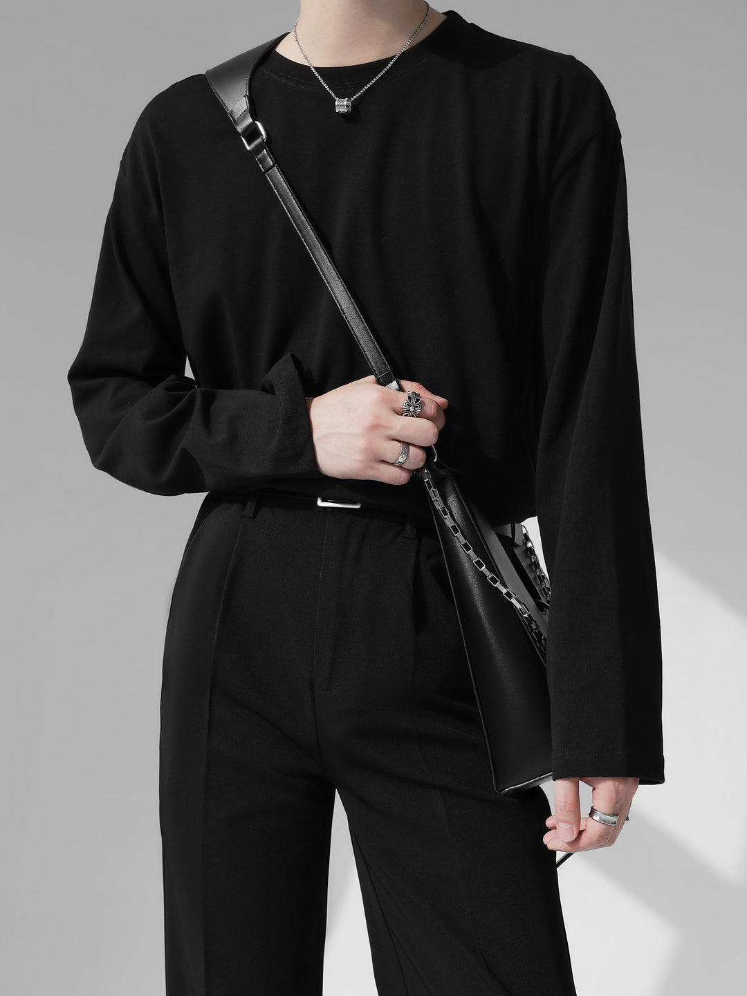 [HOHO] Self-made high-end drape solid color T-shirt J0083