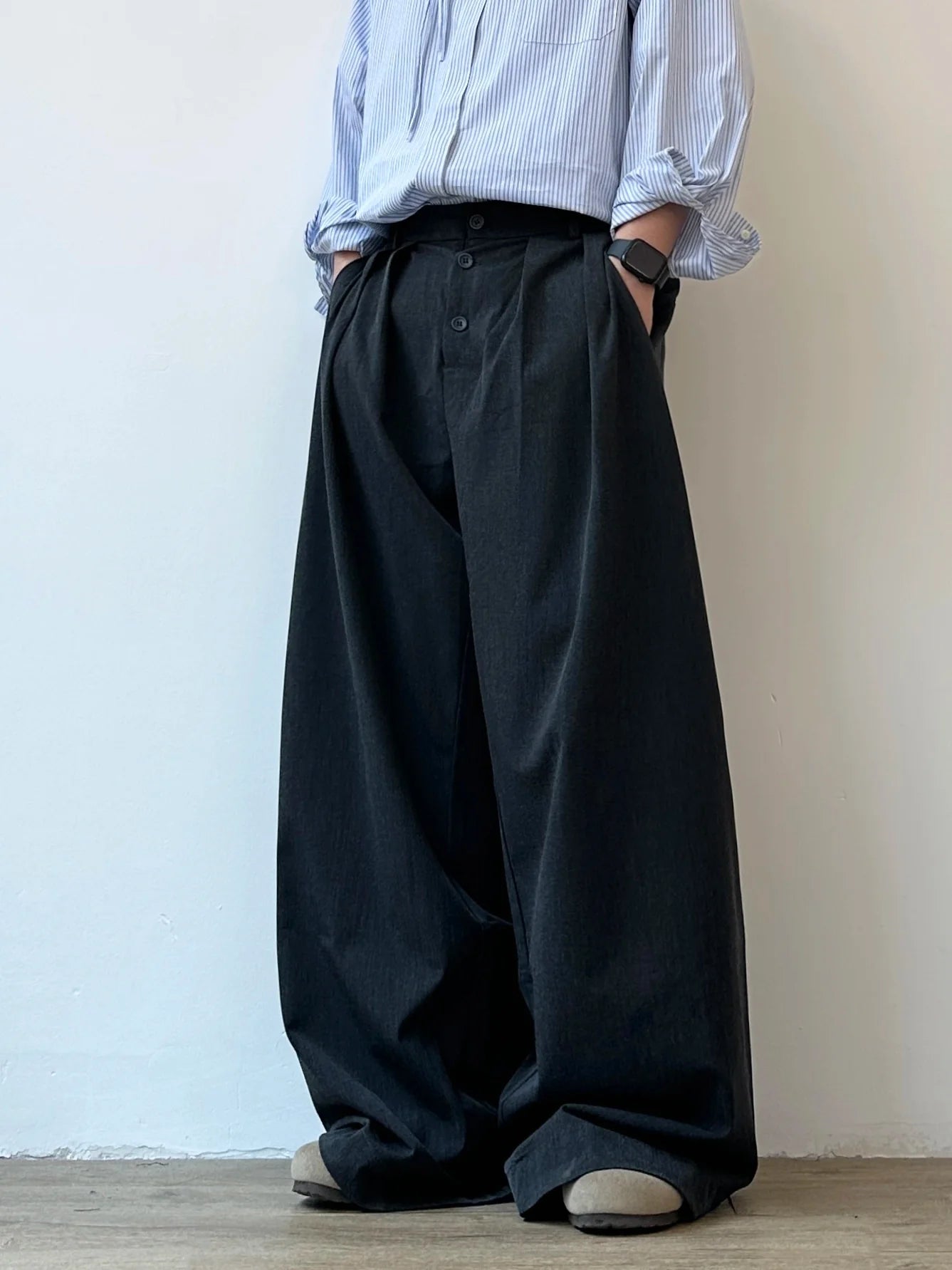 Straight wide-leg suit long pants M004
