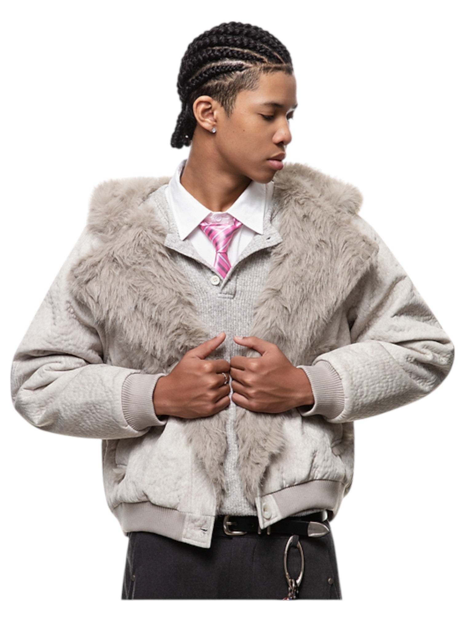 FAUX FUR-COLLAR PADDED JACKET T0144
