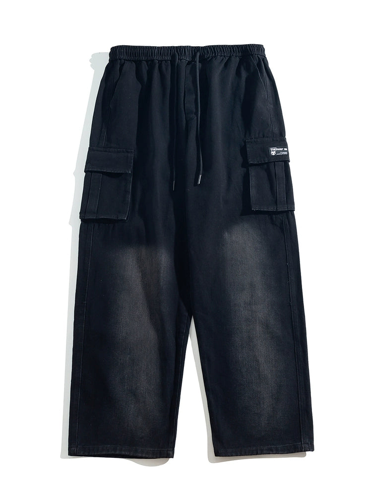 Large size straight denim overalls B0301