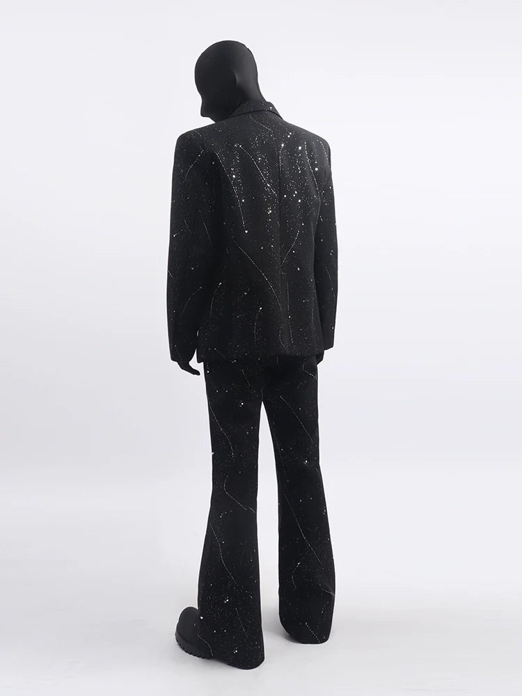 Black clothes high sense full of stars design blazer handsome fashion niche men's suit tide R011