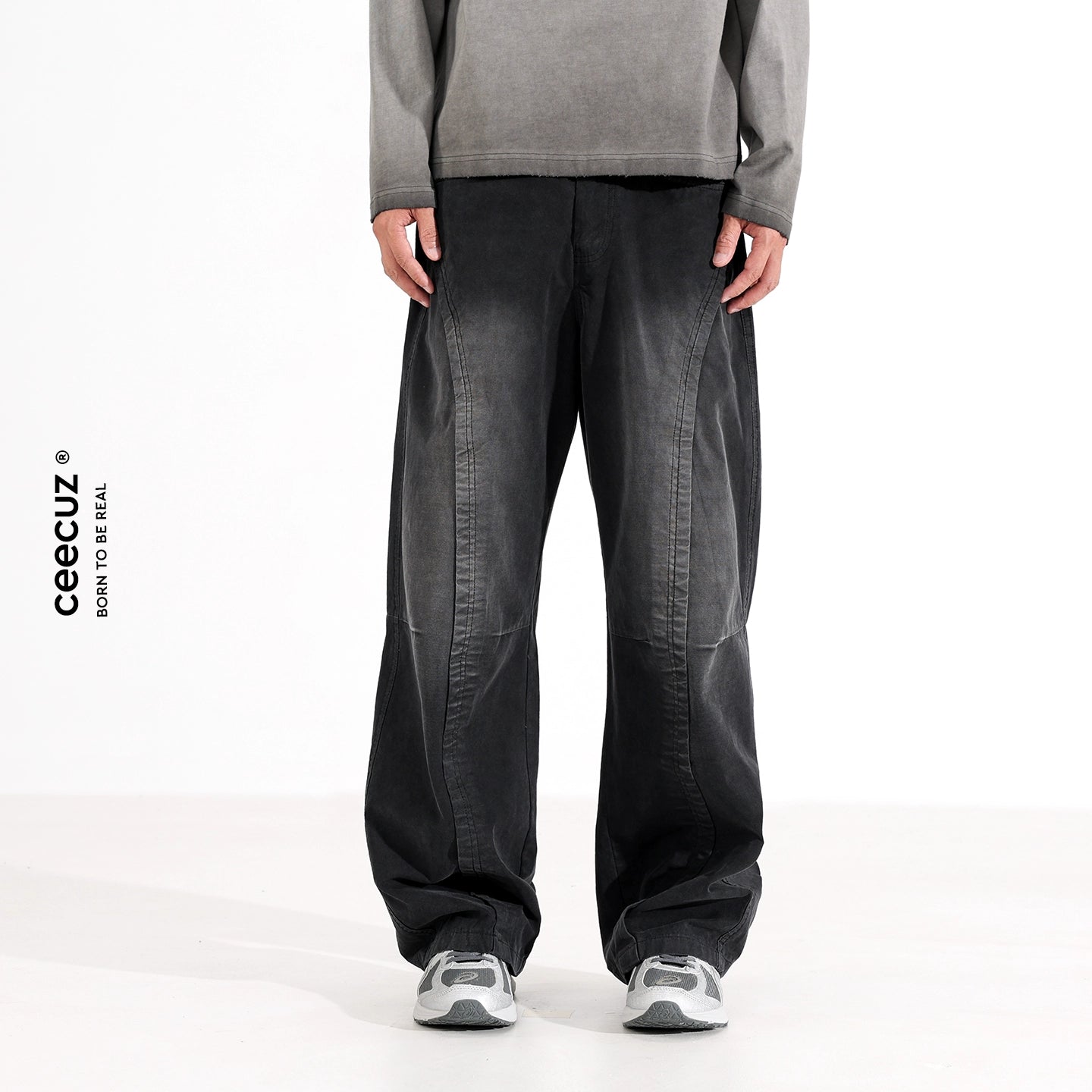 Men Cleanfit Oversized French Workwear Casual TrousersB0003