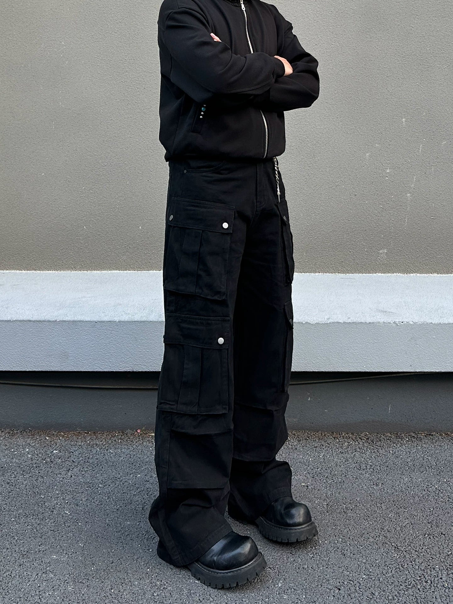 Cleanfit multi-pocket black overalls fe0289