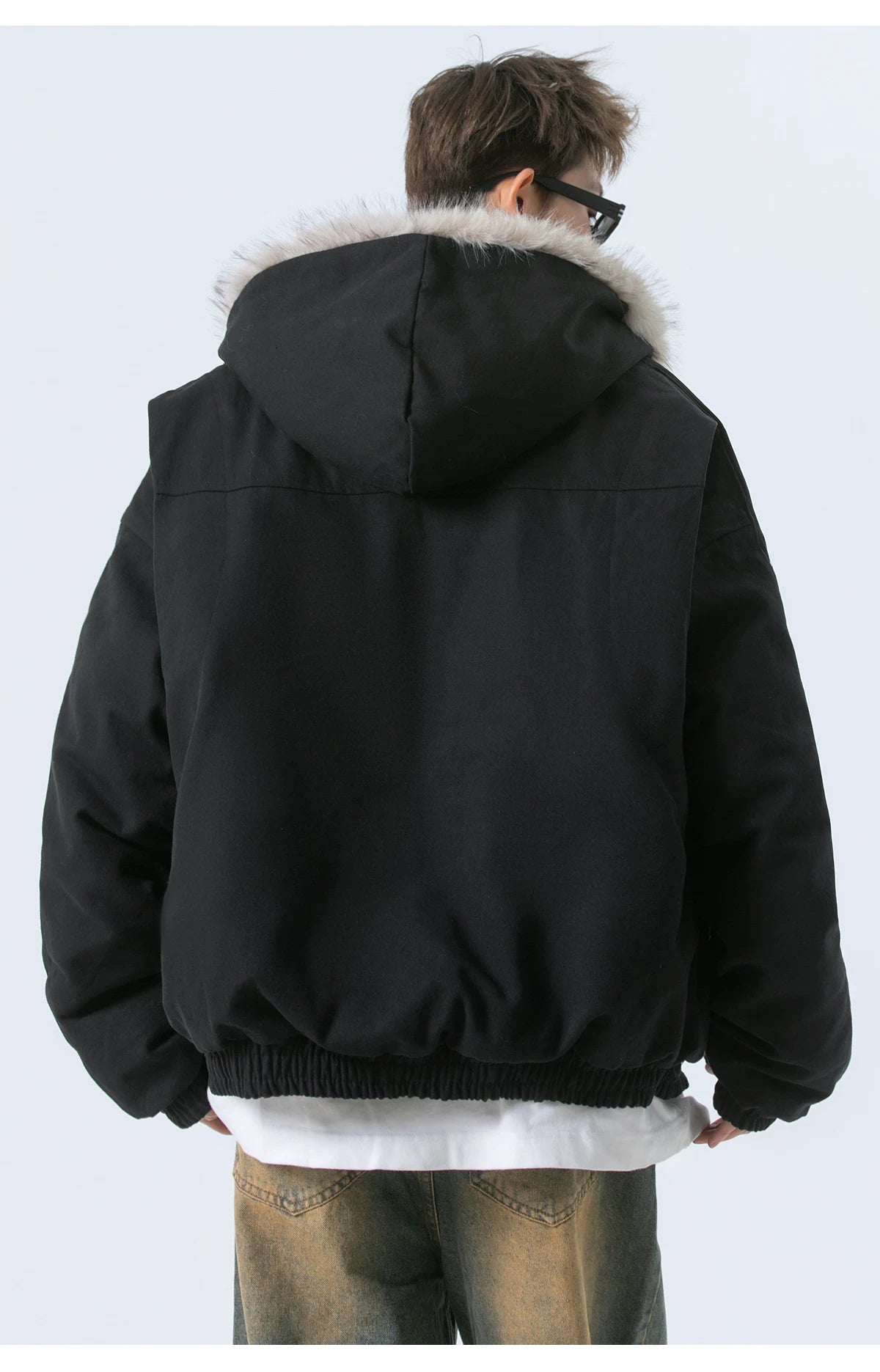 American big fur collar thickened jacket fff0286