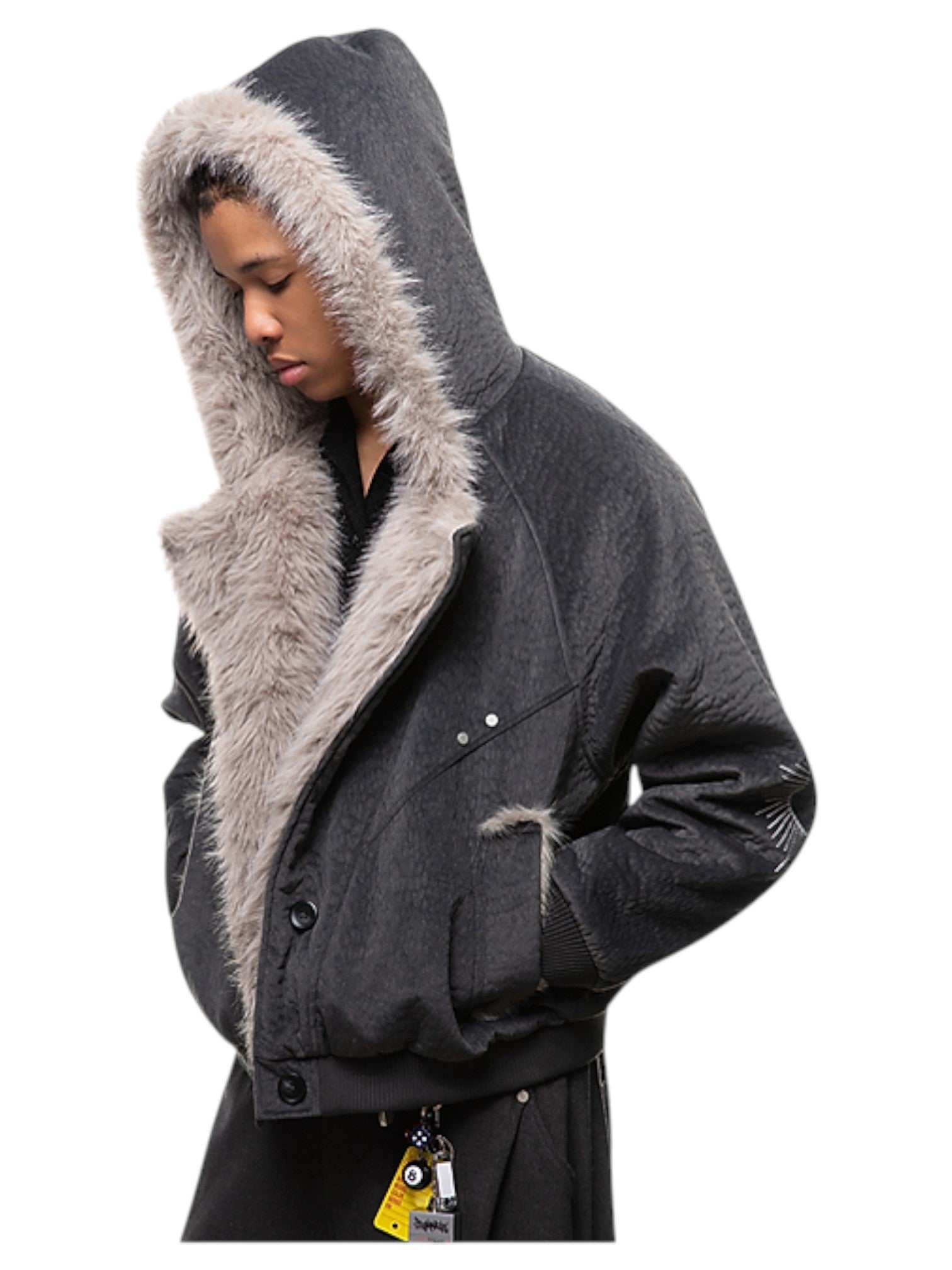 FAUX FUR-COLLAR PADDED JACKET T0144