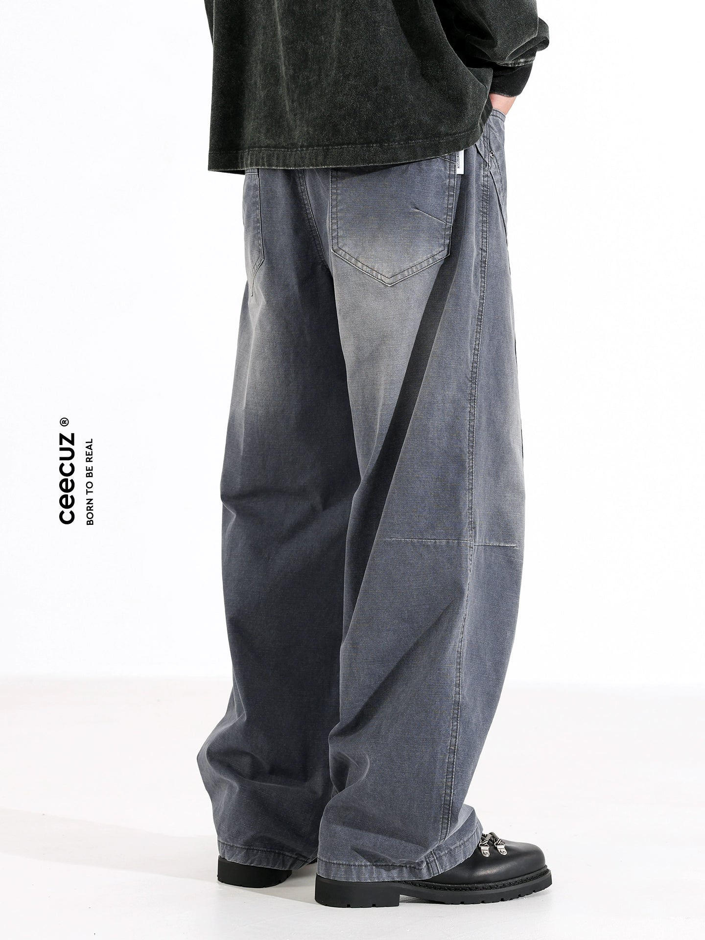 Men Cleanfit Oversized French Workwear Casual TrousersB0003