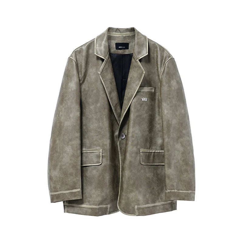 American retro Notting mountain leather suit for men and women, polished leather jacket R010