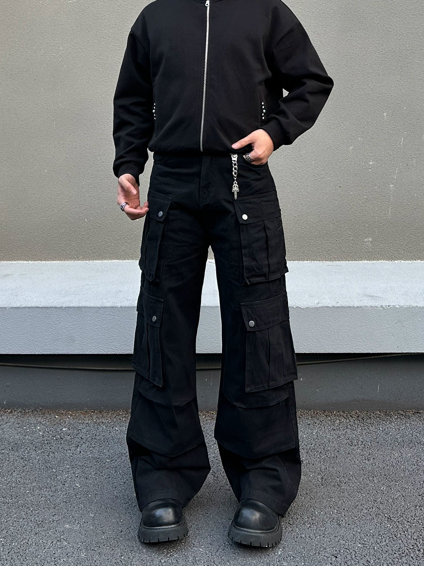Cleanfit multi-pocket black overalls fe0289