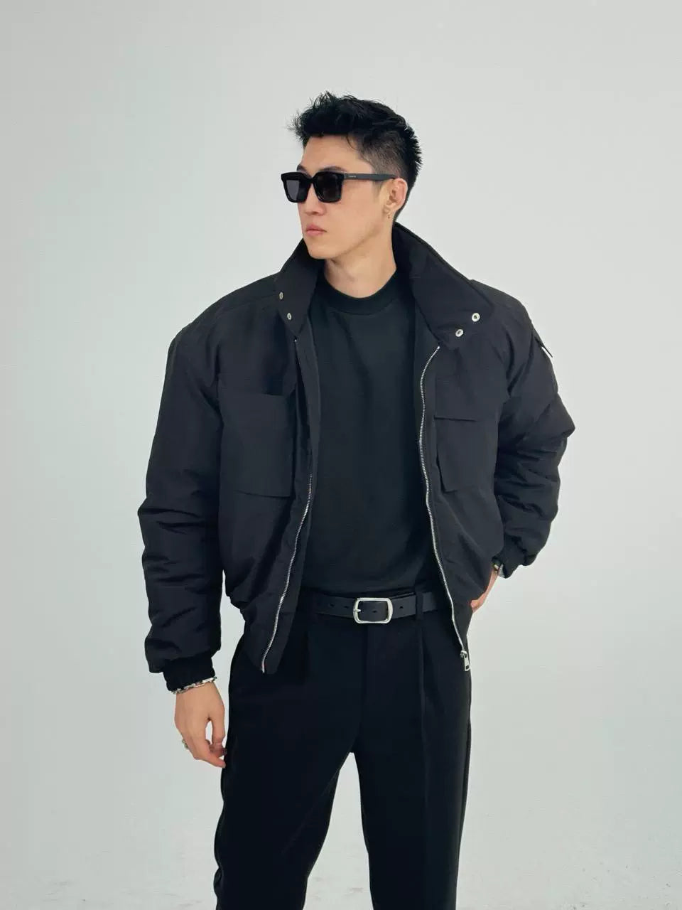 American stand-up collar tooling cotton-padded jacket T0373