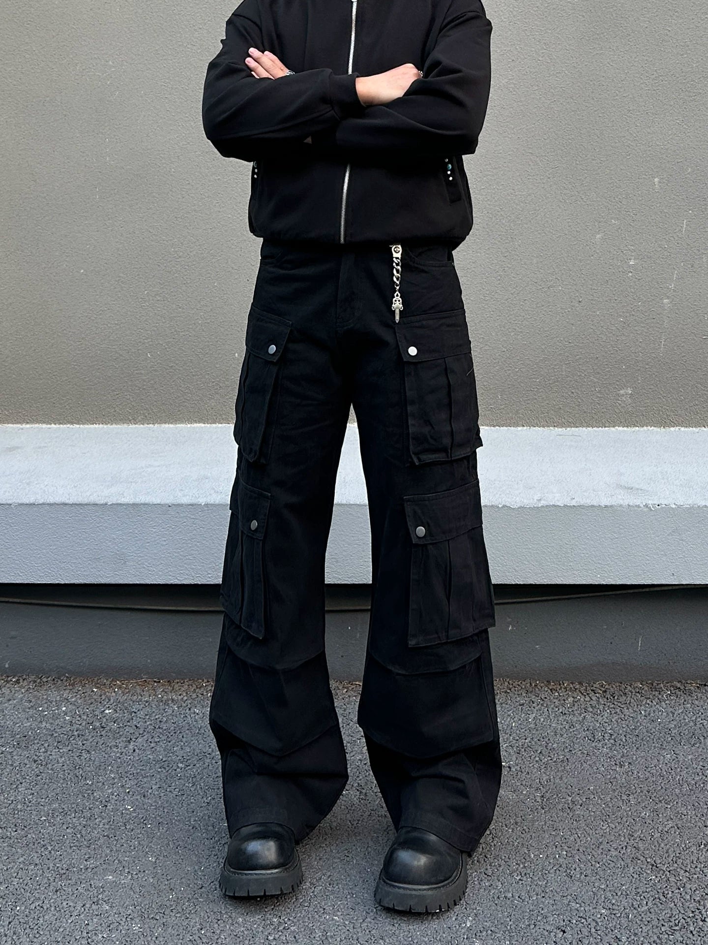 Cleanfit multi-pocket black overalls fe0289