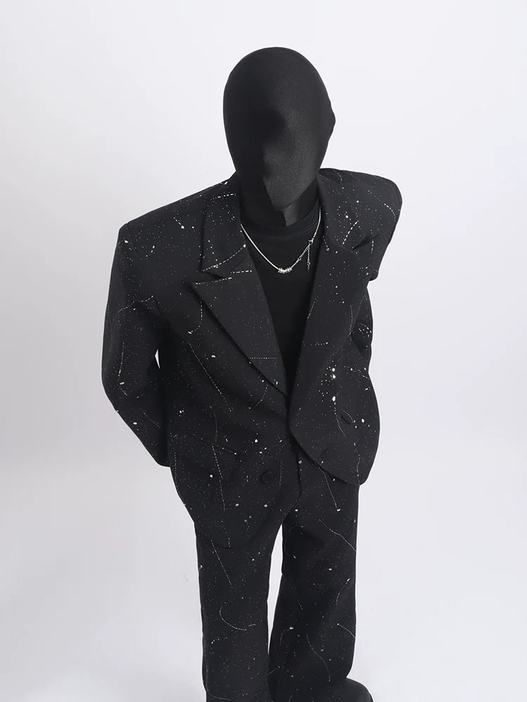 Black clothes high sense full of stars design blazer handsome fashion niche men's suit tide R011