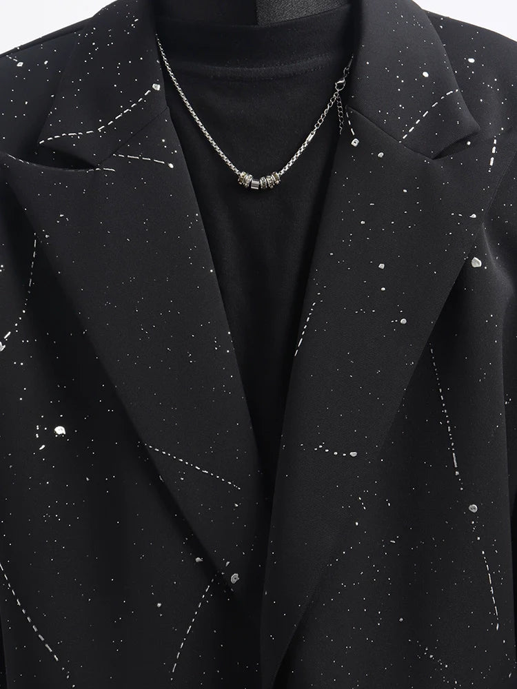 Black clothes high sense full of stars design blazer handsome fashion niche men's suit tide R011
