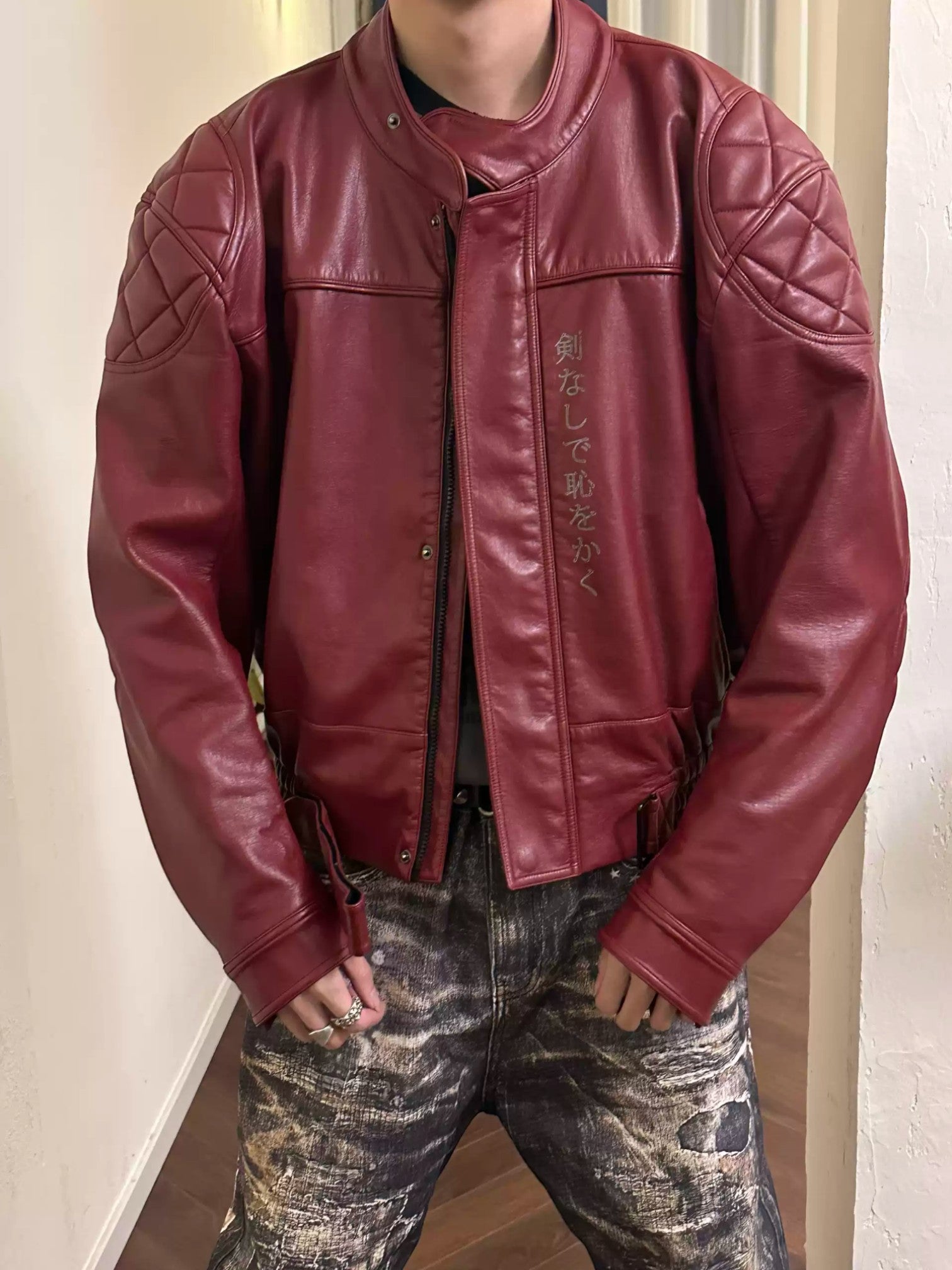 [REGEN ZONE] DRAGON-BLADE FAUX LEATHER JACKET T0176
