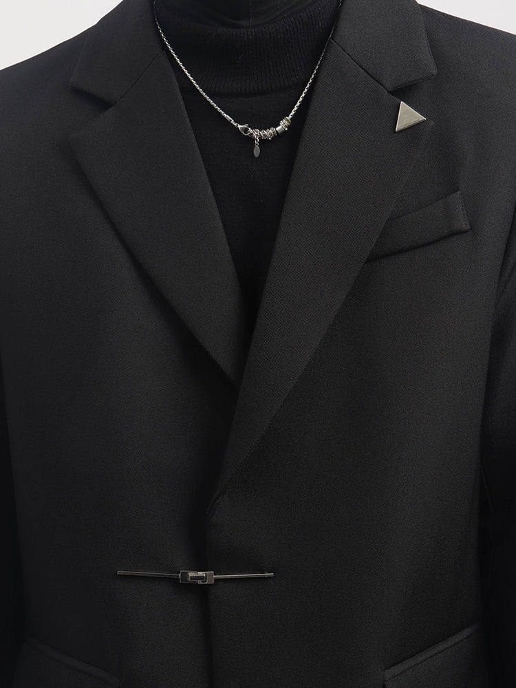 Black Clothes Premium Sense Small Fragrant Style Blazer Male Ruffian Handsome Temperament Trendy Metal Buckle Suit Trend R012