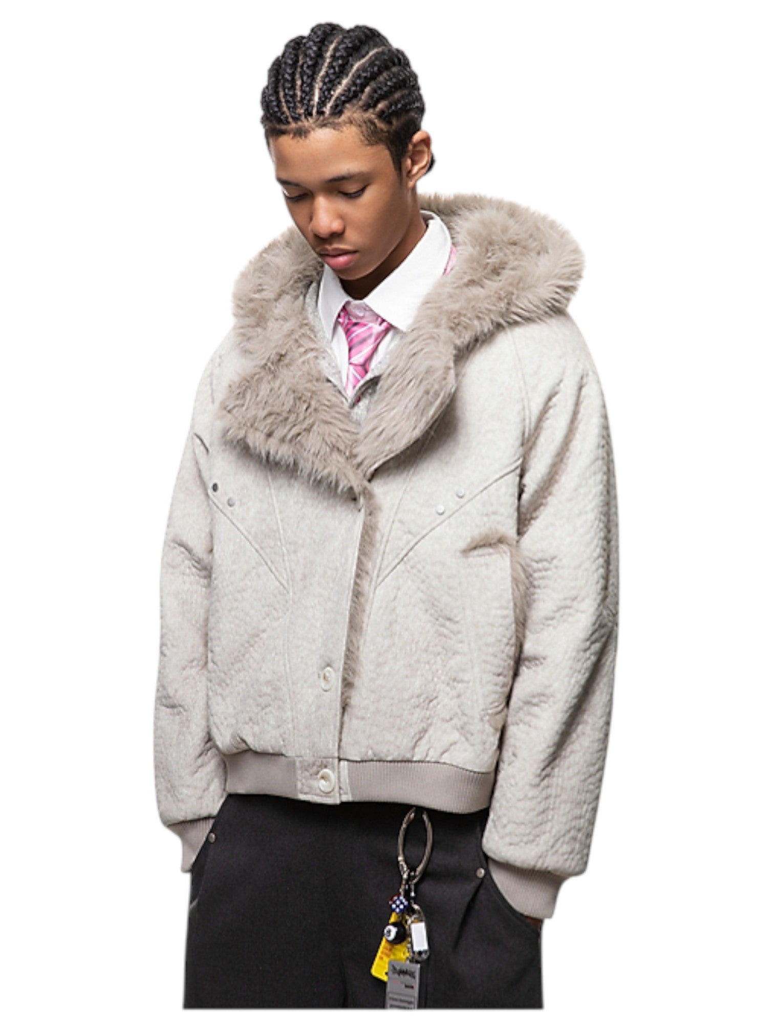 FAUX FUR-COLLAR PADDED JACKET T0144