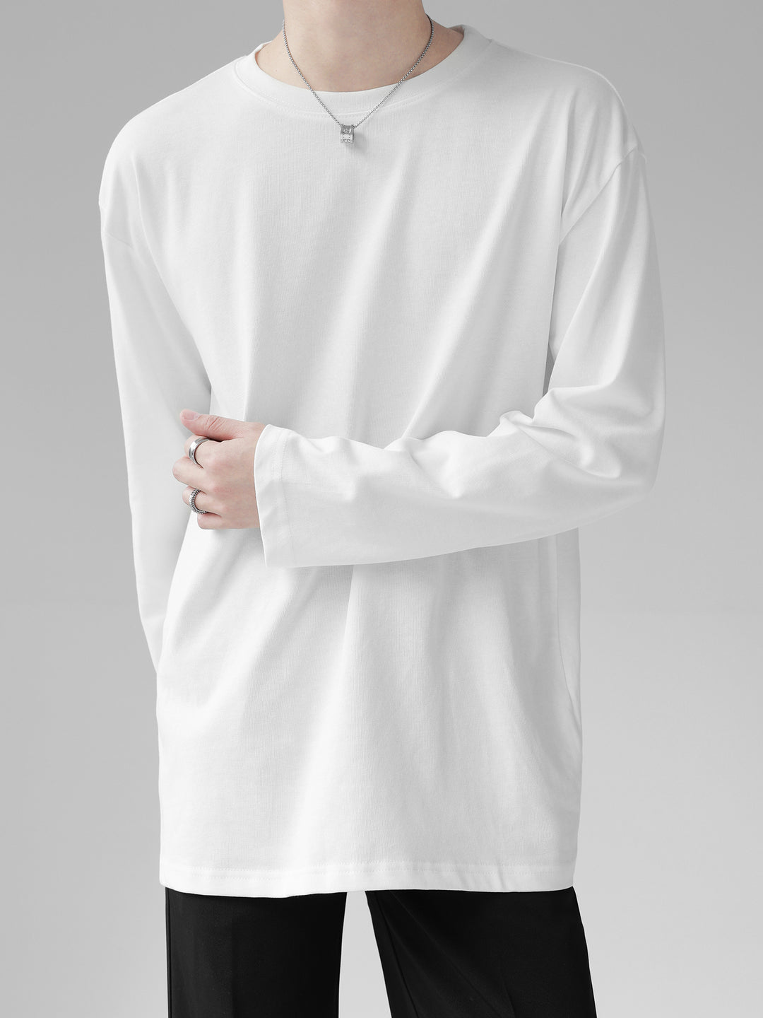 [HOHO] Self-made high-end drape solid color T-shirt J0083