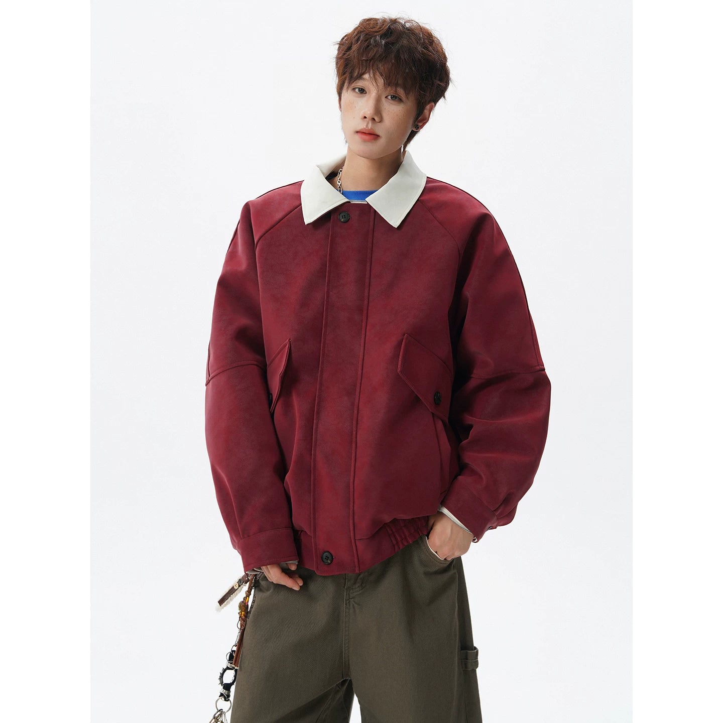 Vintage Suede Lapel Cotton Jacket FE0711