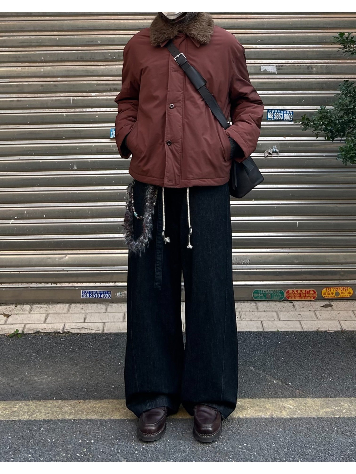 [SINONOME] DRAWSTRING A-CUT HEAVY JEANS B0303