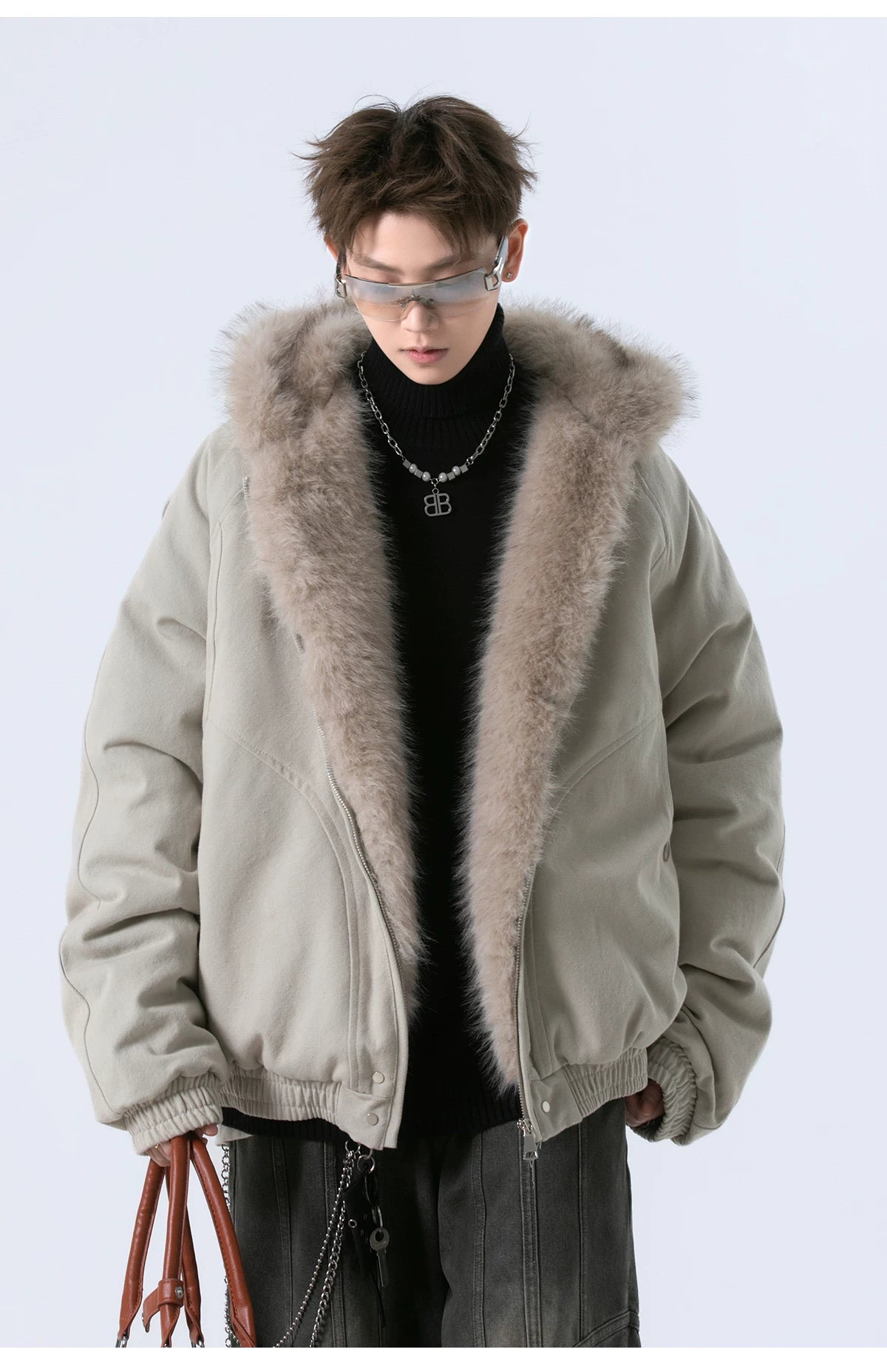American big fur collar thickened jacket fff0286