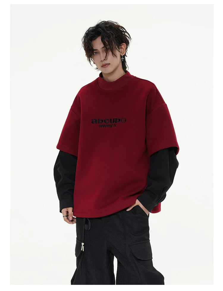 Tide brand embroidered fake two sweater fff0292