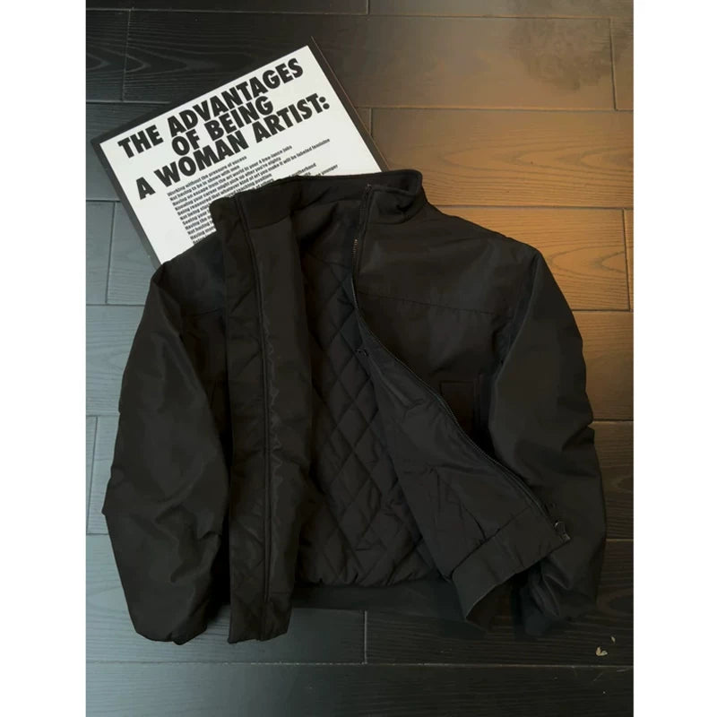 Black short three-proof thickened flight jacket ff0283