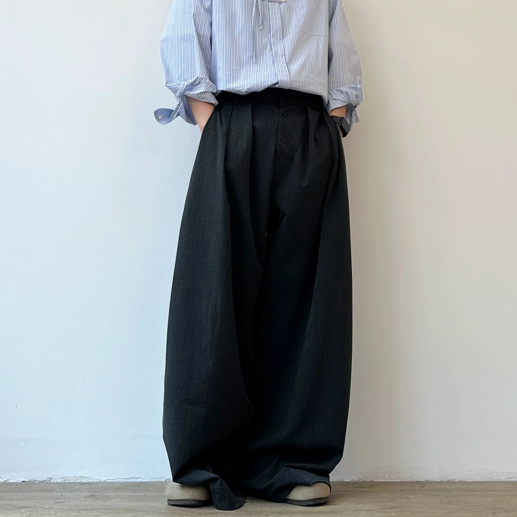 Straight wide-leg suit long pants M004