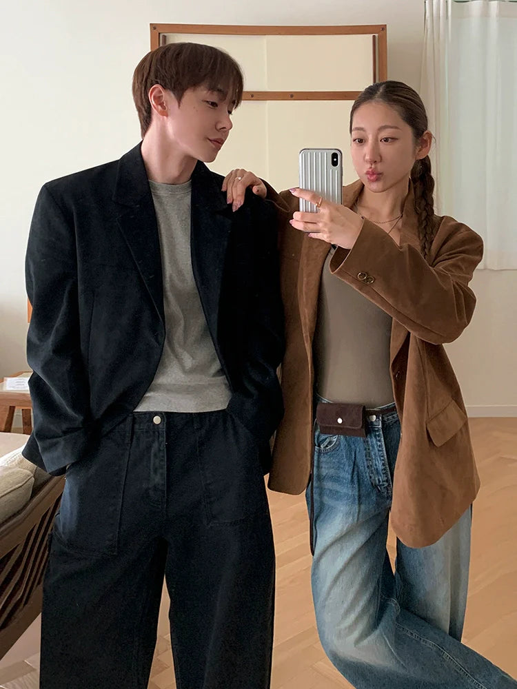 High-end casual suit men's spring new loose suit jacket Korean trend ruffian handsome top R001