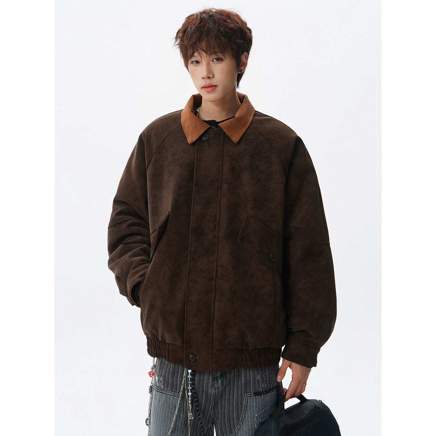 Vintage Suede Lapel Cotton Jacket FE0711