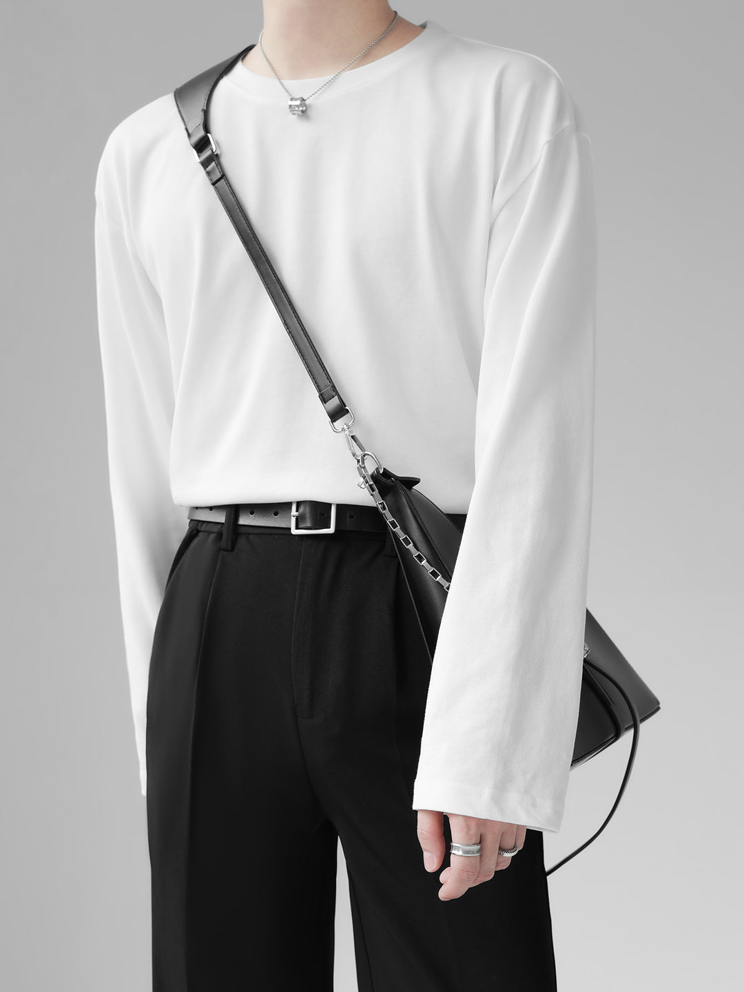 [HOHO] Self-made high-end drape solid color T-shirt J0083