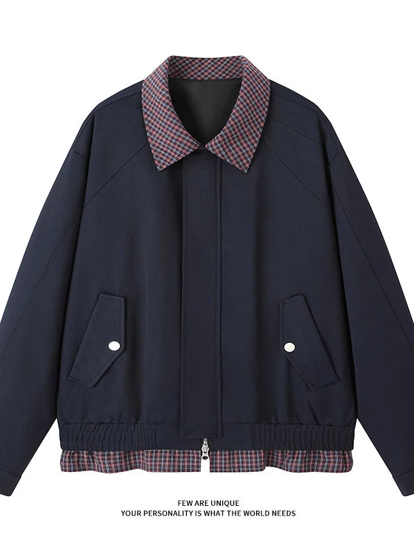 American high street lapel personalized splicing jacket C0392