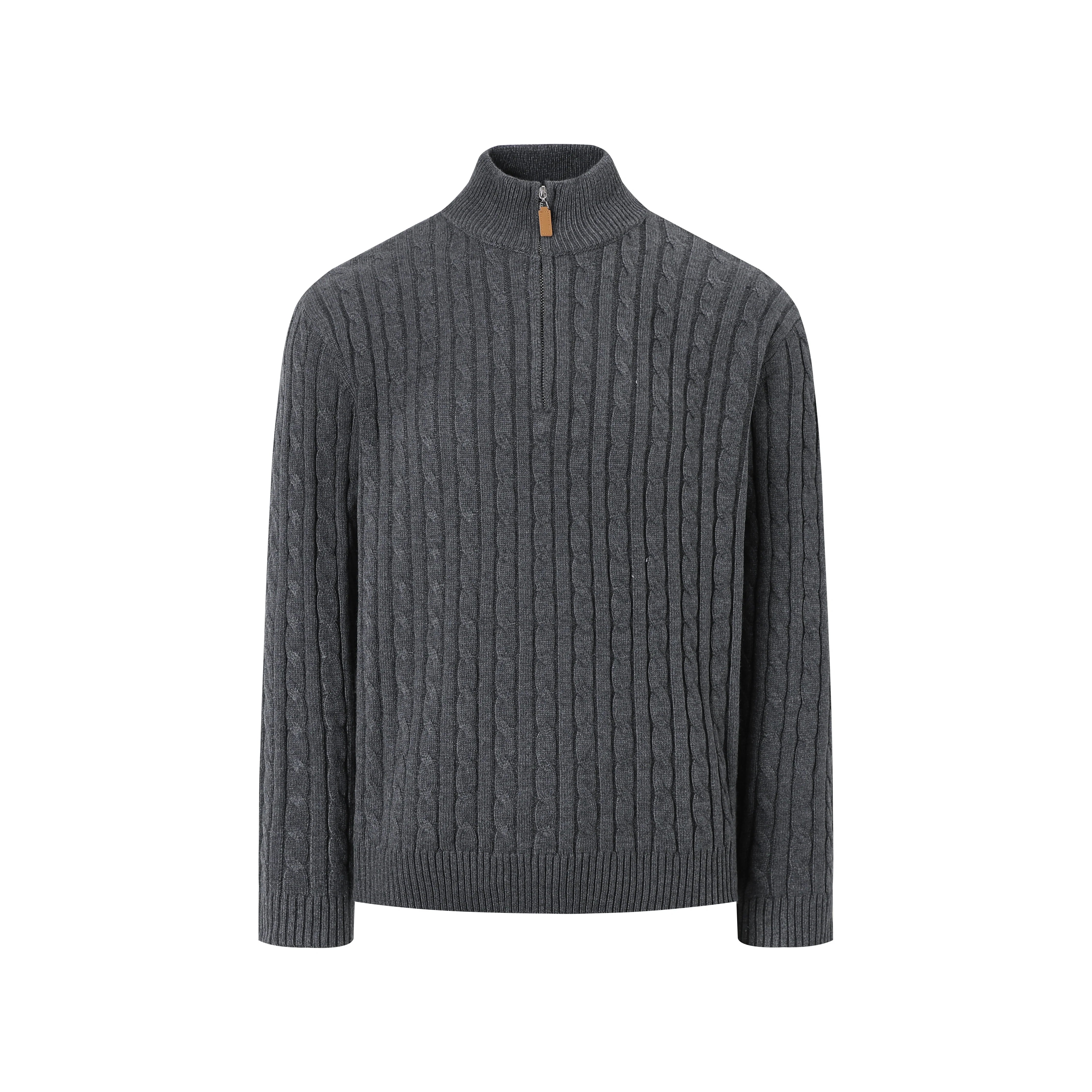 American retro twisted half-zipper sweater men's and women's autumn and winter casual lazy wind soft waxy knitted sweater tide S0165