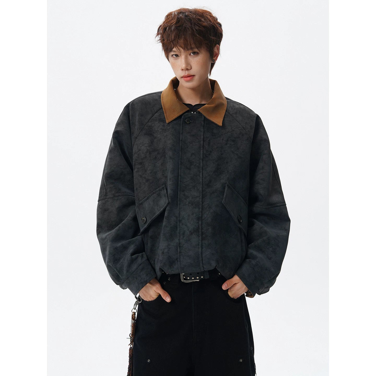 Vintage Suede Lapel Cotton Jacket FE0711