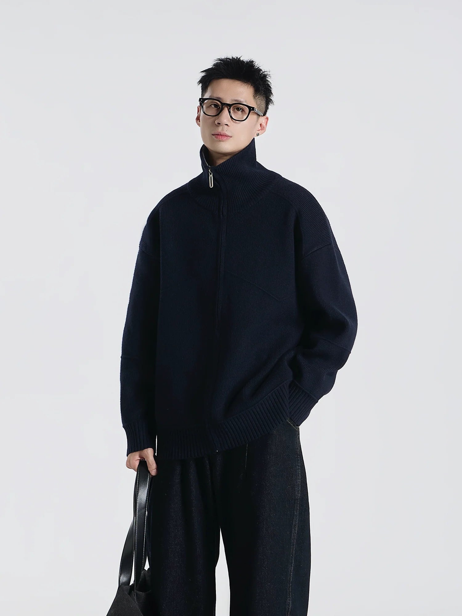 Barn style high luxury contrasting color lapel knitted cardigan jacket versatile sweater top S0174