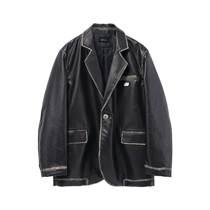 American retro Notting mountain leather suit for men and women, polished leather jacket R010