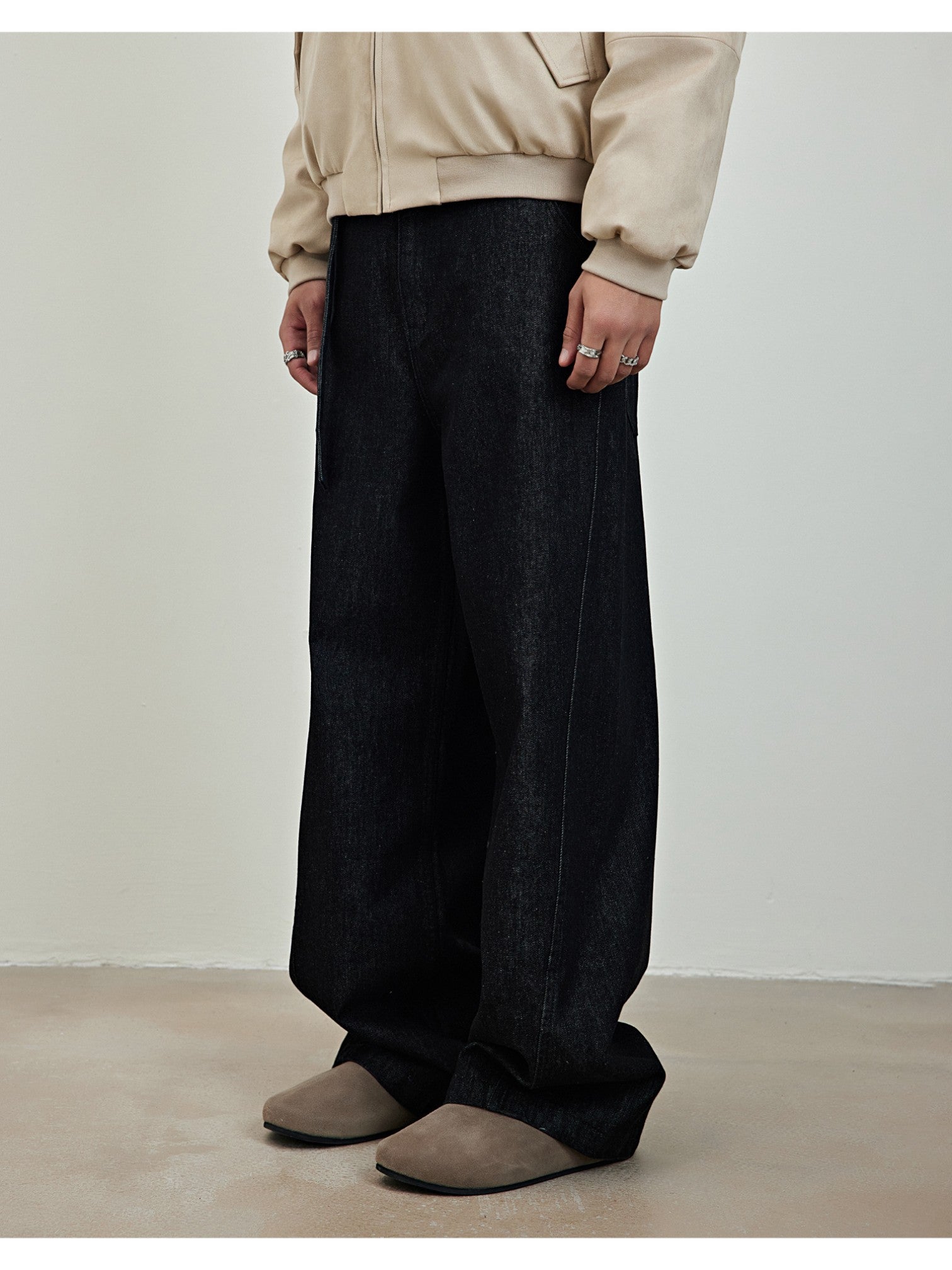 [SINONOME] DRAWSTRING A-CUT HEAVY JEANS B0303