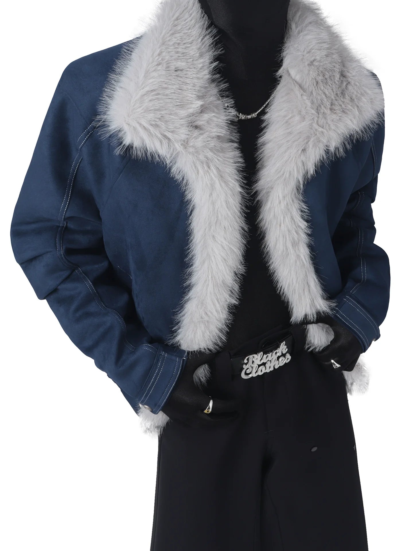 Winter mountain carving suede thickened sweater neck cotton-padded coat men's design sense imitation fur cotton clothes tide T0193