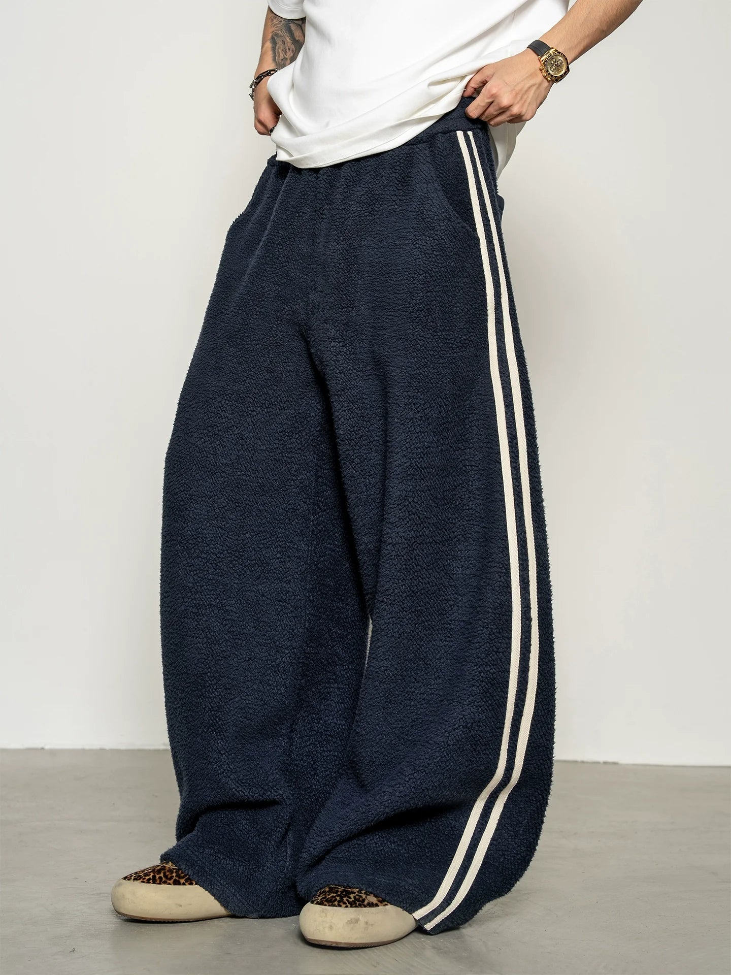 American contrasting fleece cotton jacket sweater jacket casual sweatpants loose sports suit winter S0136