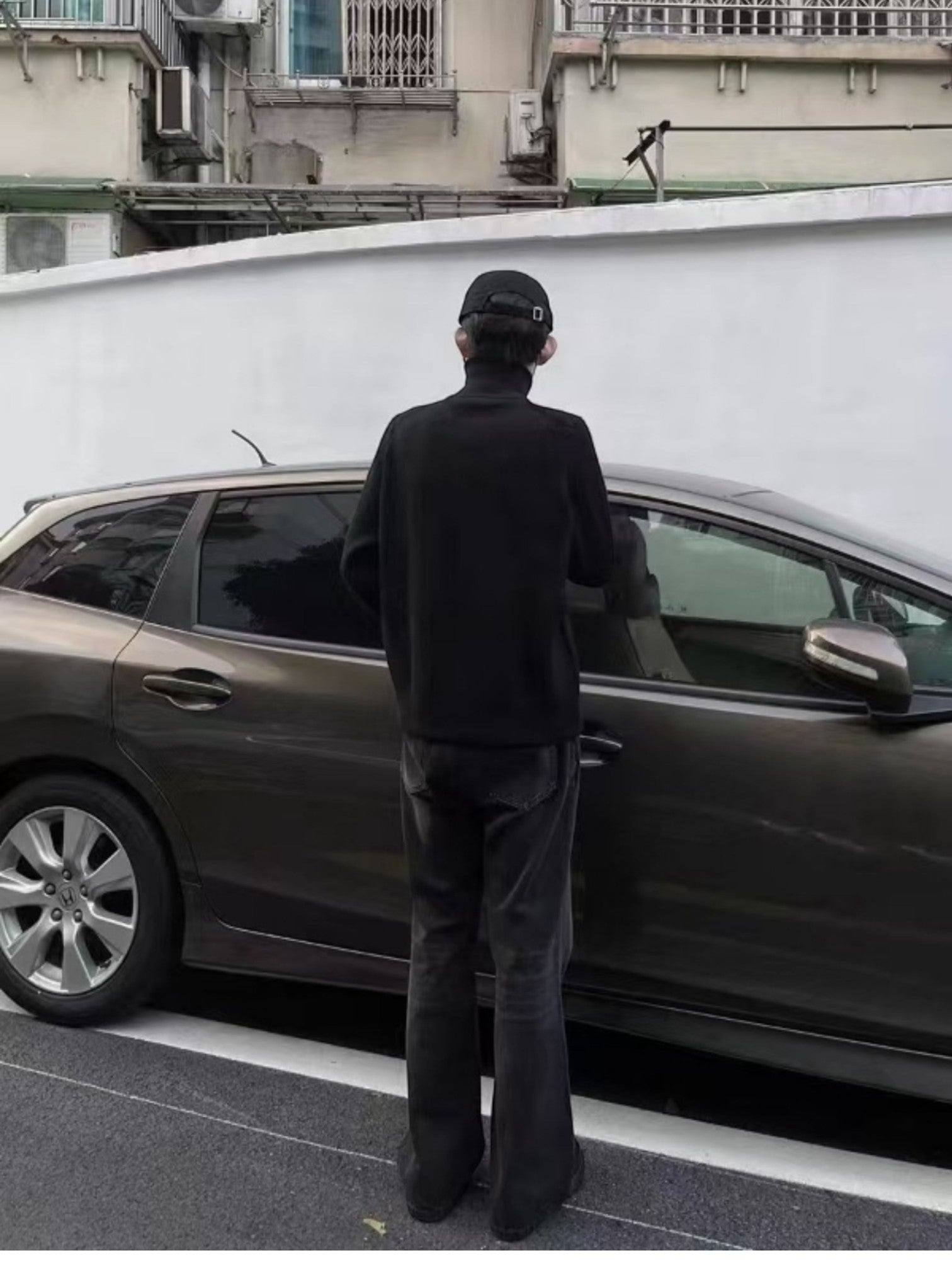 [WXB] KOREAN RIBBED ZIP-UP HIGH COLLAR shirt T0203