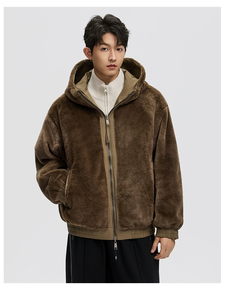 American retro double-sided fleece jacket C0388