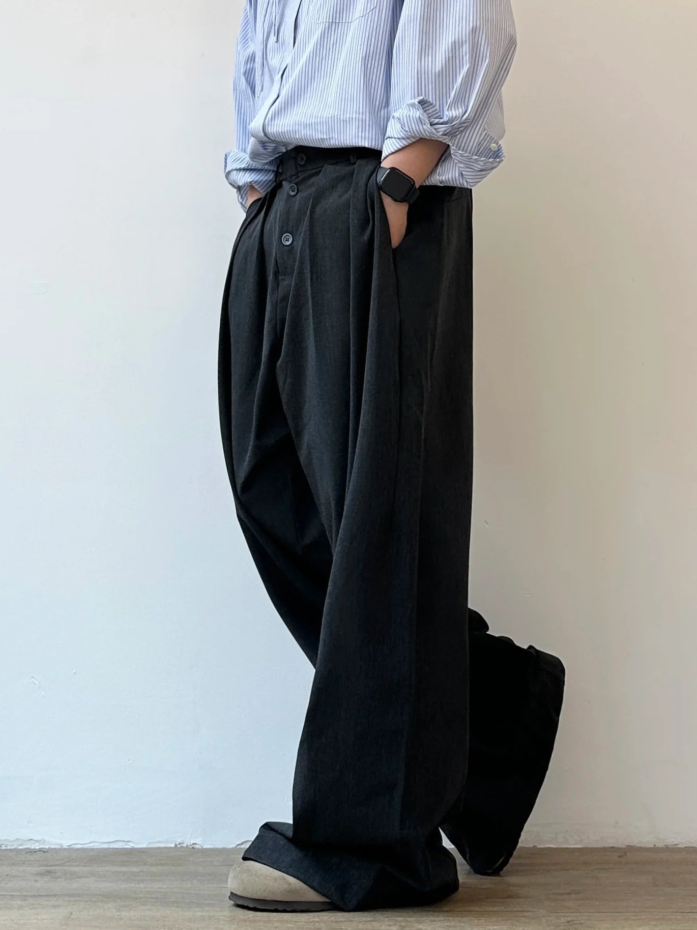 Straight wide-leg suit long pants M004