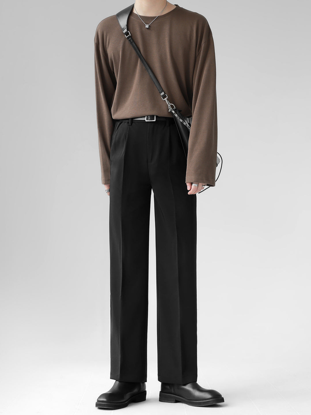 [HOHO] Self-made high-end drape solid color T-shirt J0083