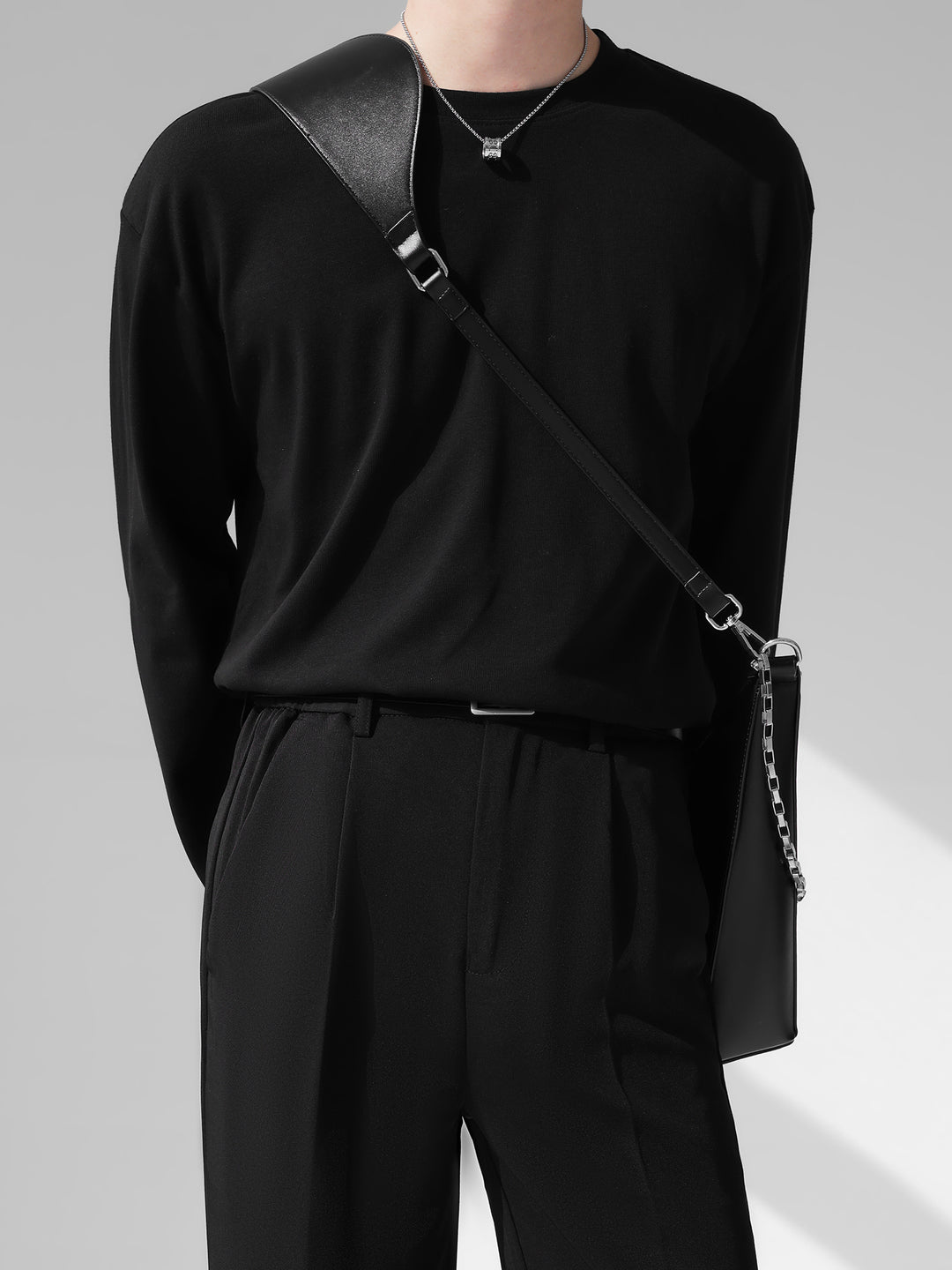 [HOHO] Self-made high-end drape solid color T-shirt J0083